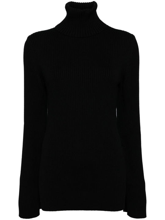Ribbed Wool Turtle-Neck Sweater