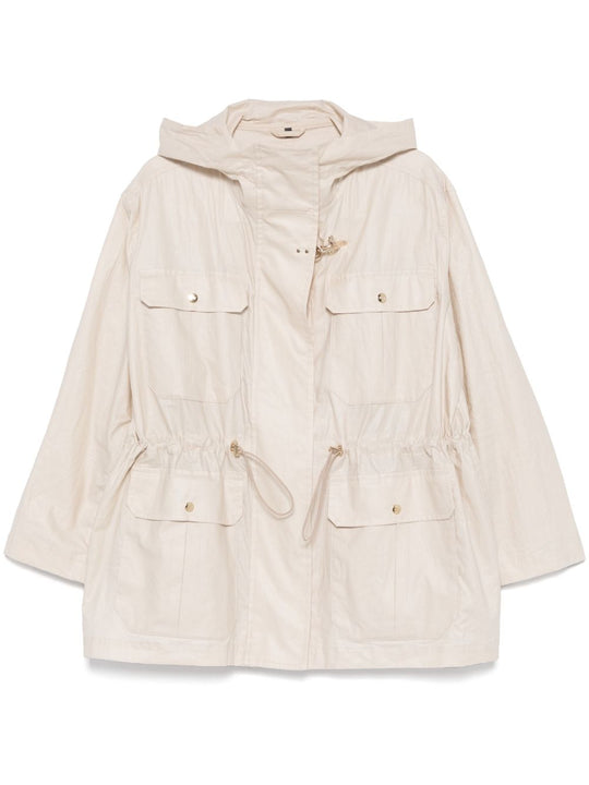 Linen And Cotton Blend Parka Coat