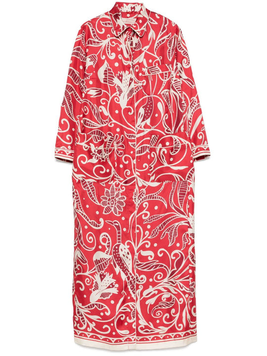 Printed Silk Long Shirtdress
