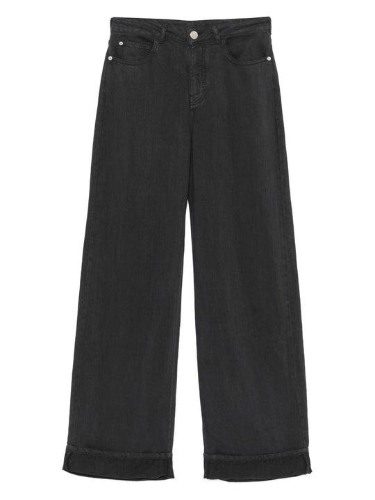 Linen Blend Wide-Leg Jeans