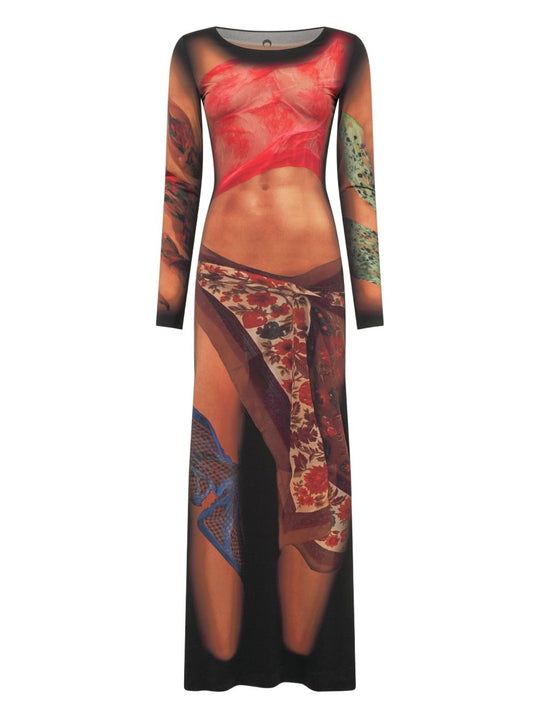 Draped Statue Long Dress