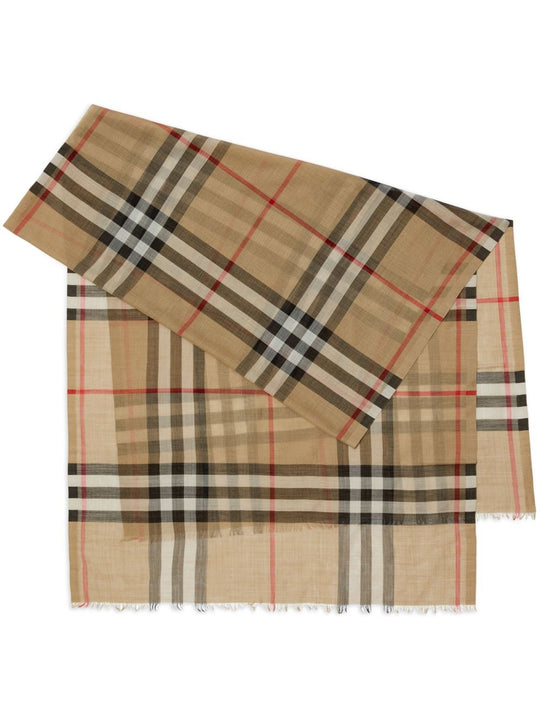Giant Check Wool And Silk Scarf