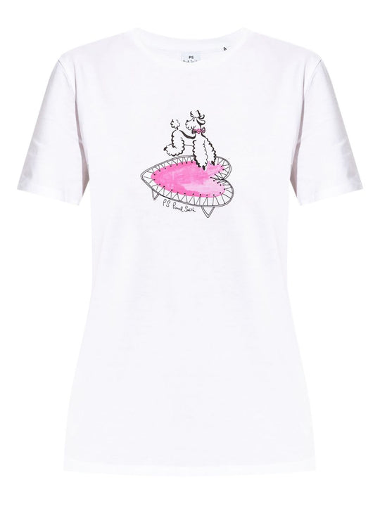 Poodle Print Cotton T-Shirt
