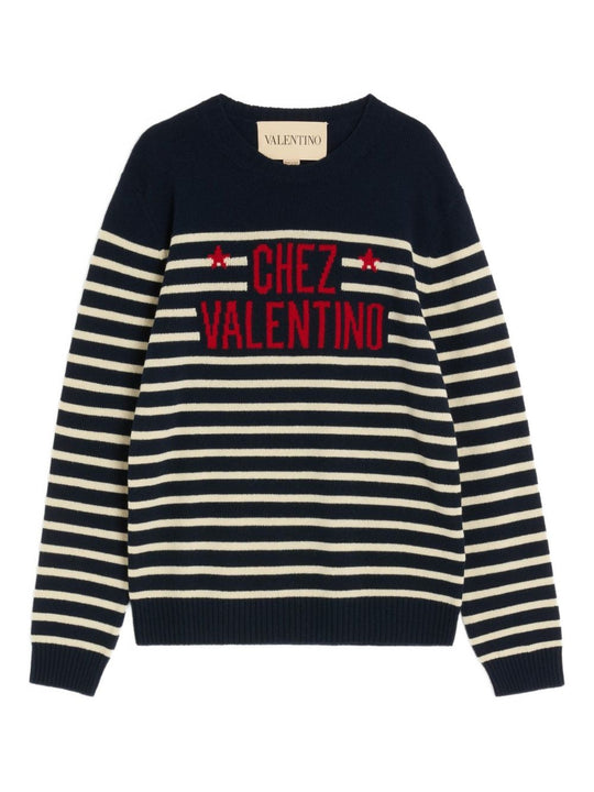 Chez Valentino Wool Striped Sweater
