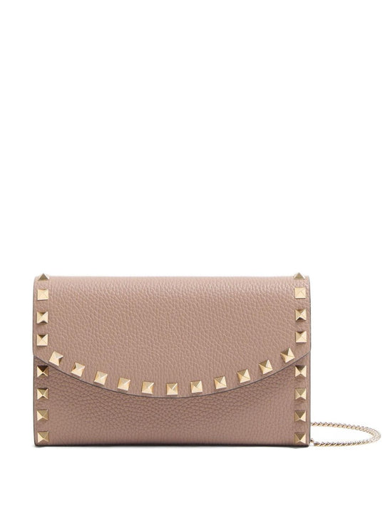 Rockstud Leather Wallet On Chain