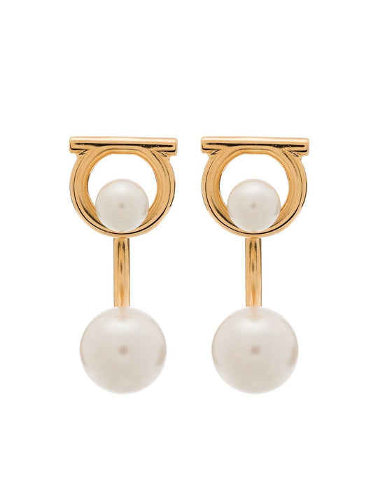 Gancini Earrings With Pearls