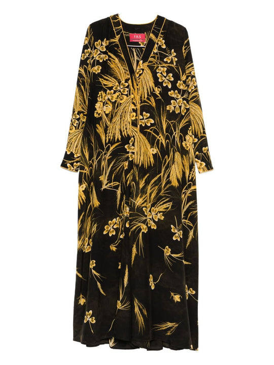 Silk Blend Printed Maxi Dress