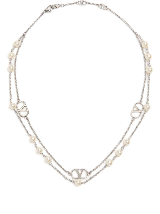 Vlogo Signature Necklace With Swarowski Pearls
