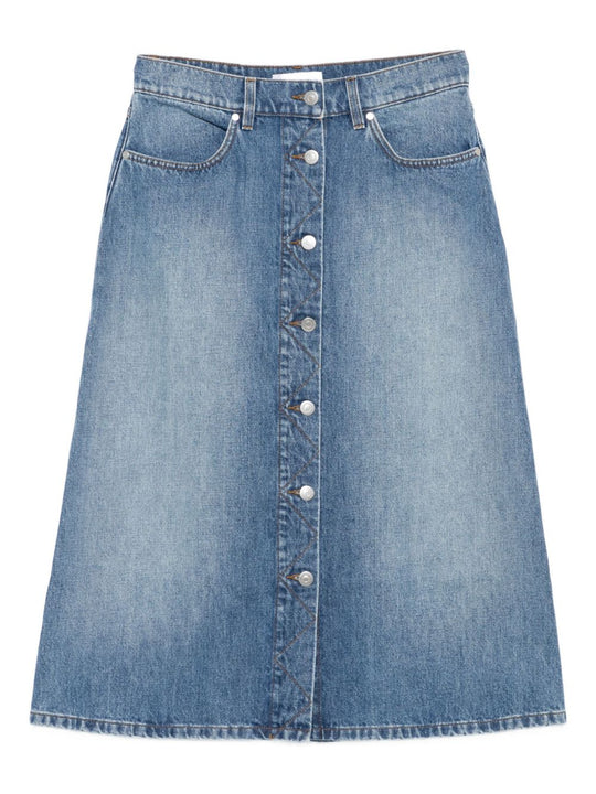 Denim Cotton Midi Skirt