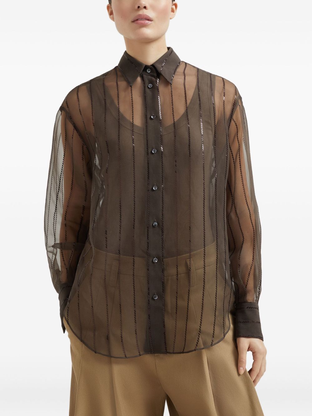 Brunello Cucinelli Shirts - Marrone | 05d380fa3d4cd997d3e37576f1c7a6e788bf2137
