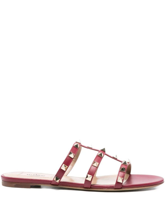 Rockstud Leather Flat Sandals