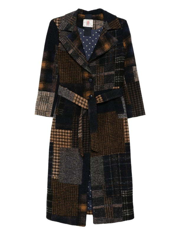 Patchwork Design Wool Coat