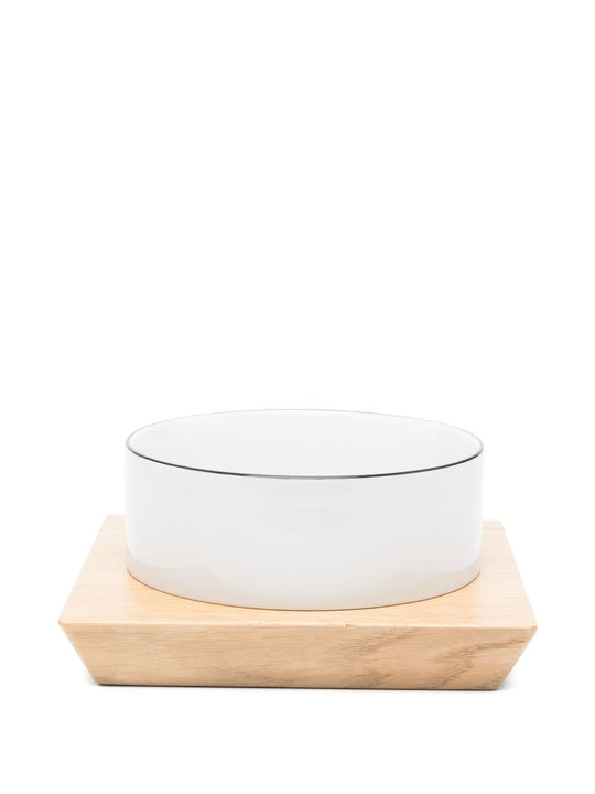 Bowl Set - Porcelain Bowl And Wooden Base