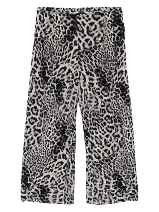 Leopard Print Wide Leg Trousers