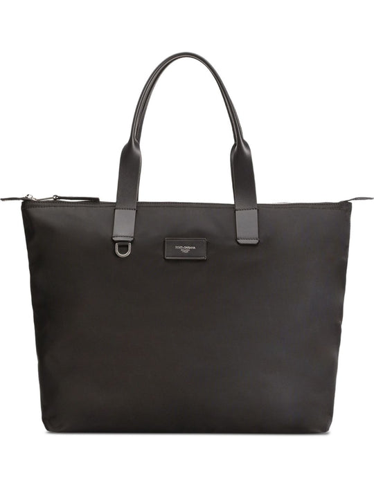 Adamo Nylon And Leather Tote Bag