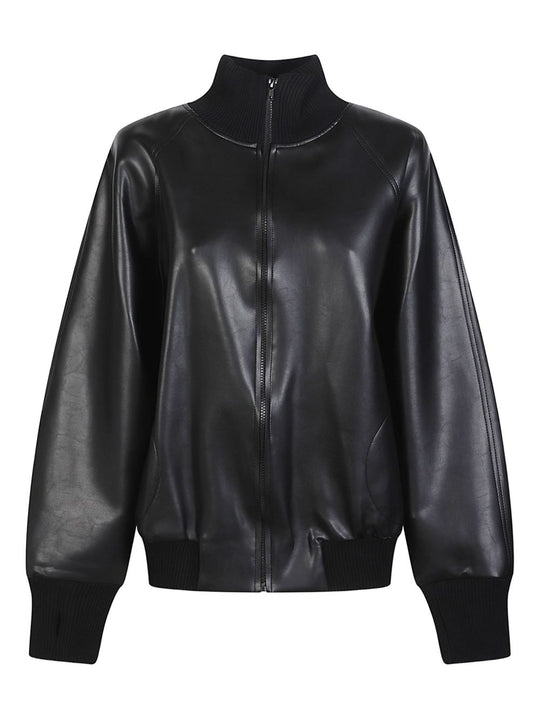Faux-Leather Bomber Jacket