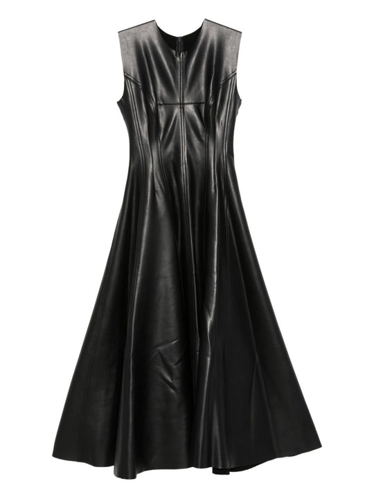 Faux-Leather Long Dress
