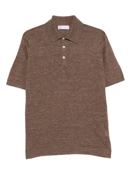 Linen And Cotton Blend Polo Shirt