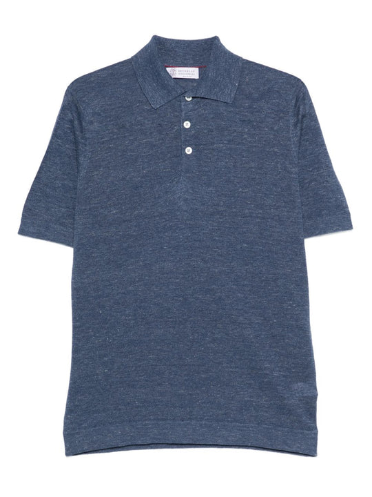 Linen And Cotton Blend Polo Shirt