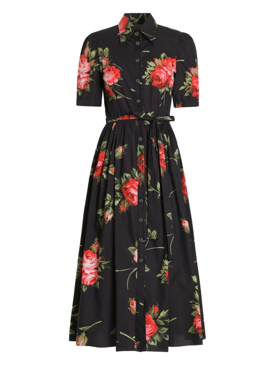Roses Bouquet Print Midi Dress