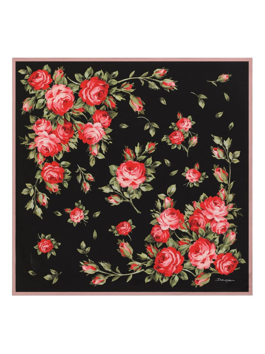 Roses Bouquet Print Silk Foulard