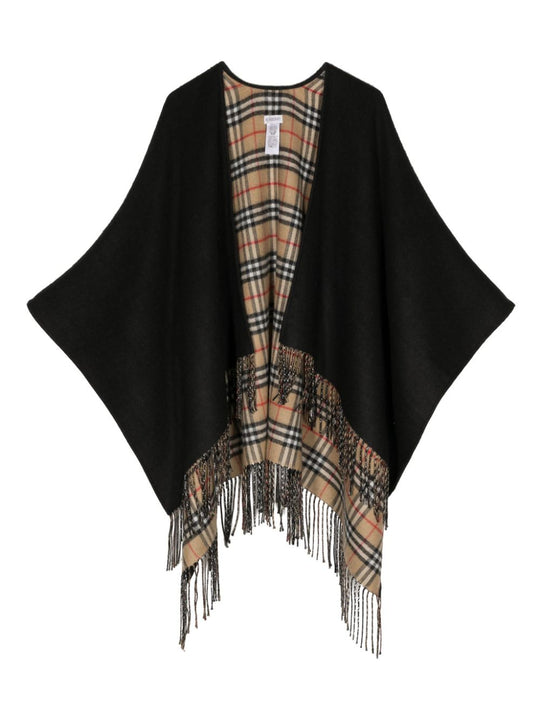 Check Wool Reversible Cape