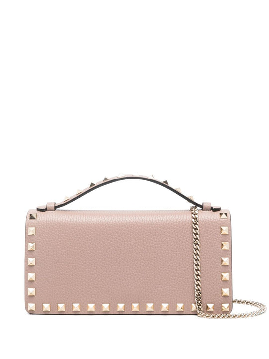 Rockstud Leather Wallet On Chain