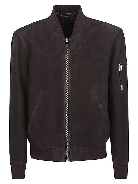 Suede Leather Bomber Jacket