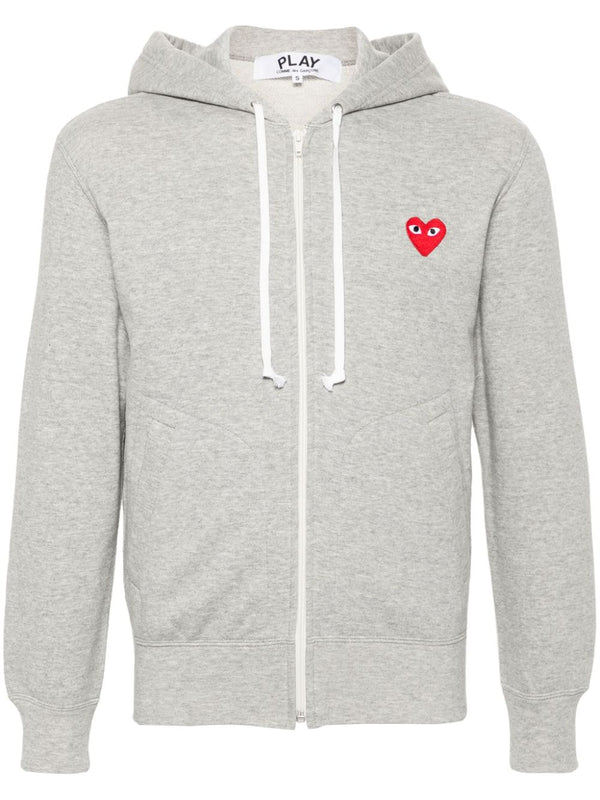 Felpa In Cotone Con Cuore Rosso