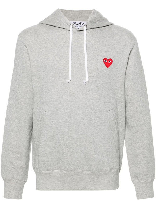 Felpa In Cotone Con Cuore Rosso