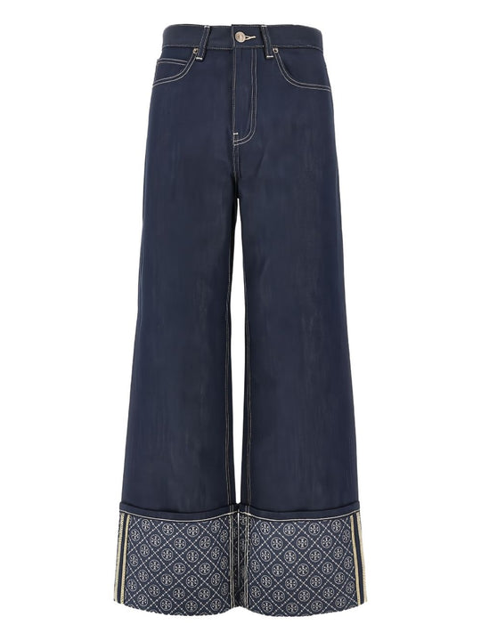 Contrast Cuff Straight Leg Jeans