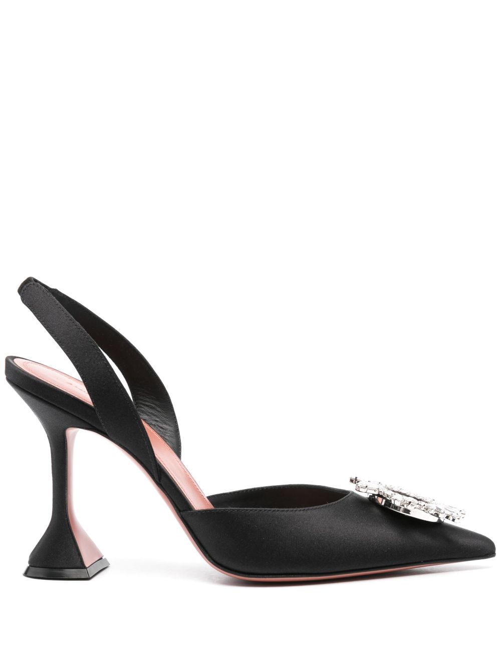 Amina Muaddi With Heel - BLACK | ce0c8a1adbe190a5f0a5429d226a9370fdf8a1ef