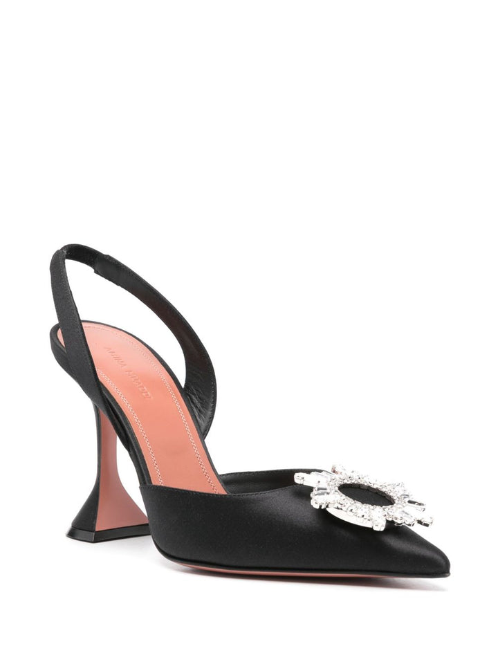 Amina Muaddi With Heel - BLACK | 4580b824d918a9cdf25b84a055193886129cd2d1