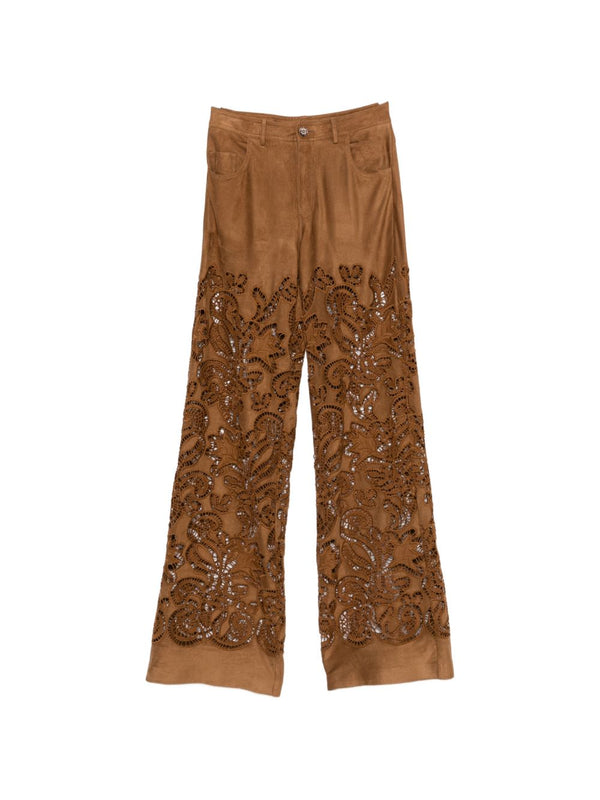 Suede Leather Effect Trousers