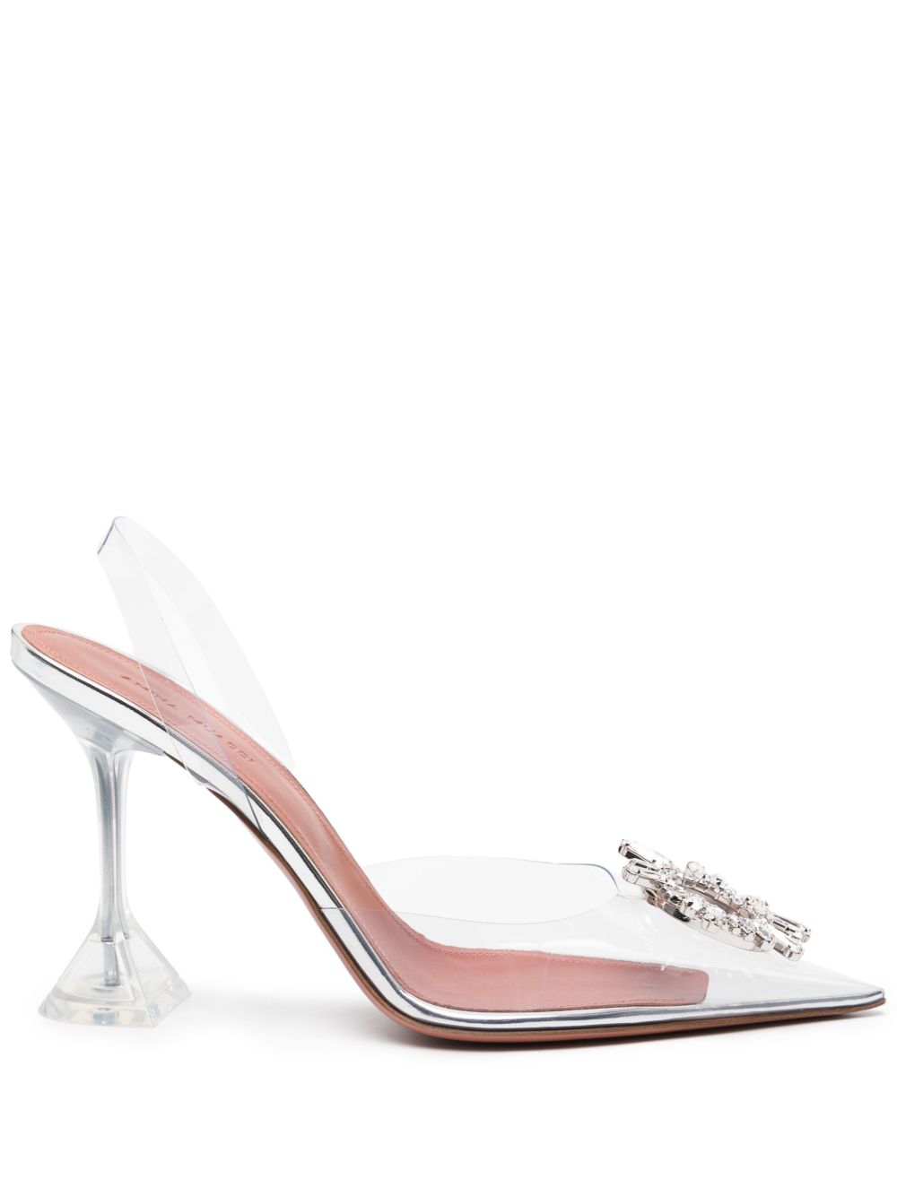 Amina Muaddi With Heel - WHITE | fe13fab9edaced21f3a7003da99ff18c14804762