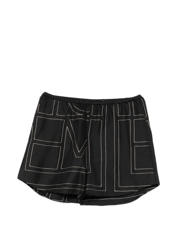 Pantalones Cortos de Pijama de Seda con Monogramas