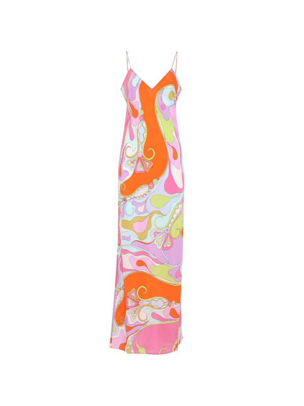 Printed Silk Long Dress