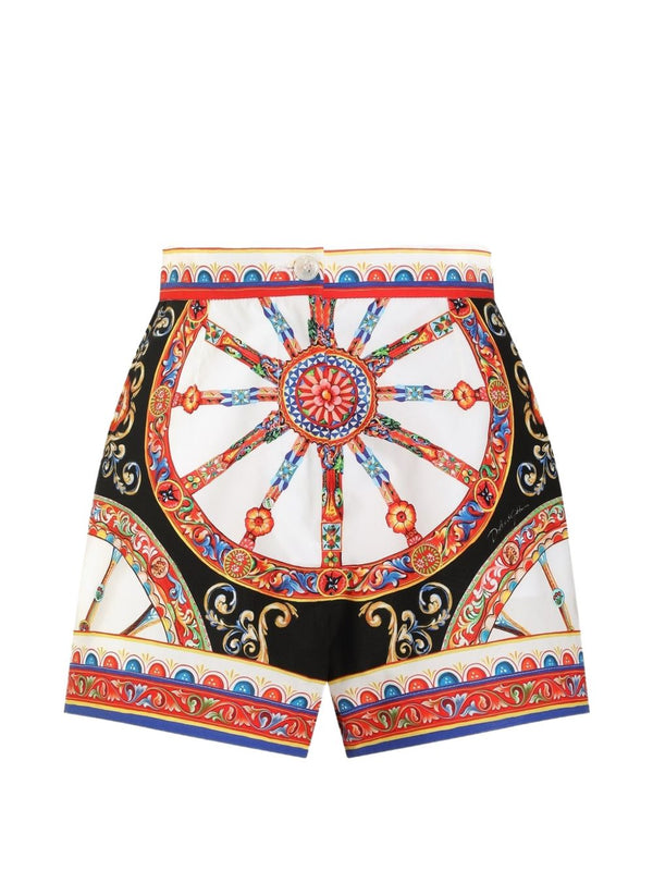 Carretto Print Cotton Shorts