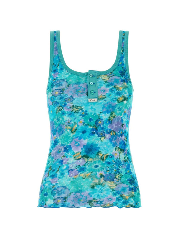 Printed Ribbed Top