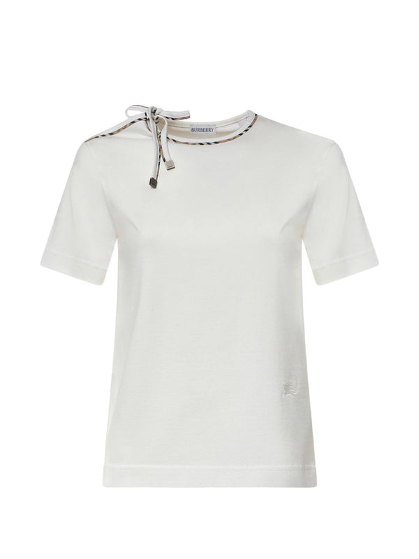 Check Bow Cotton T-Shirt