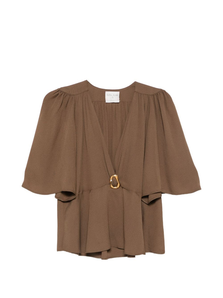 Forte Forte Top - BROWN | 9f2a14a9922b9351f2ab7529fb021689b38e1fec