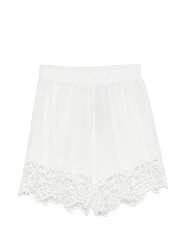 Embroidered Linen Shorts