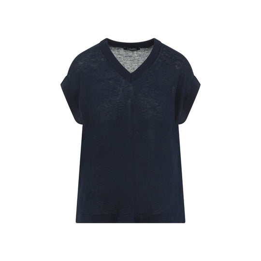 Blue Linen Ghianda Linen Knit Vest