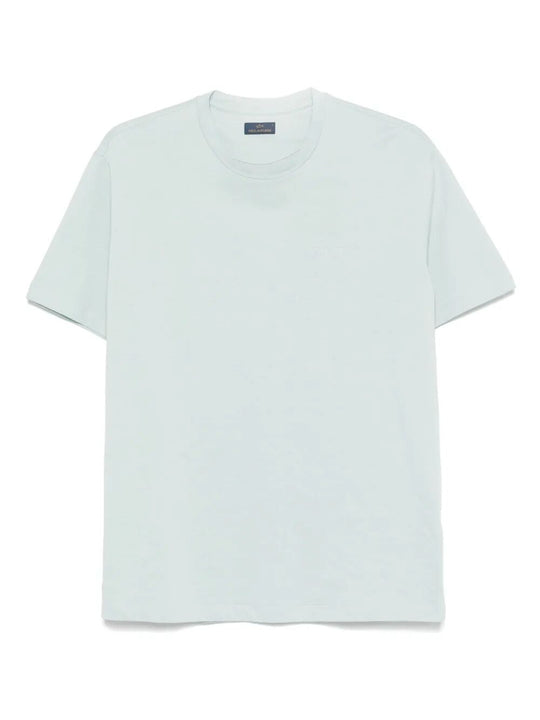 T-Shirt In Jersey Di Cotone Con Ricamo Tono Su Tono