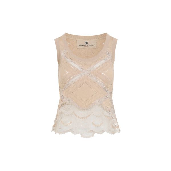 Sand Sleeveless Knit Top