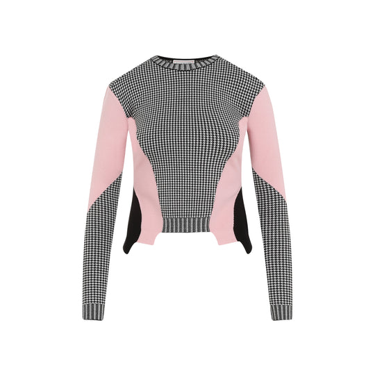 Black White Pink Wool Pullover