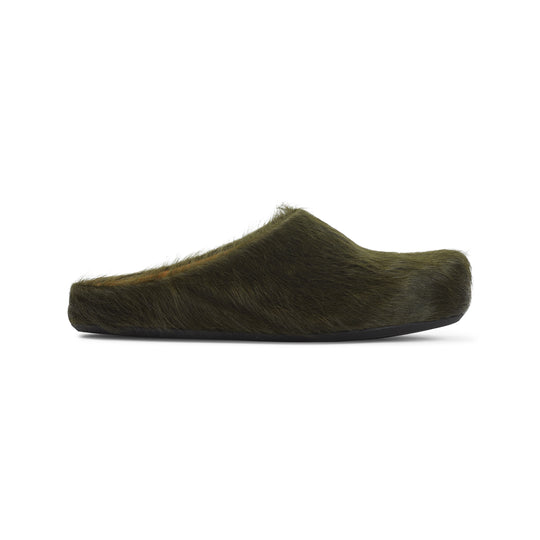 Deep Sage Calf Hair Fussbett Sabot Mules