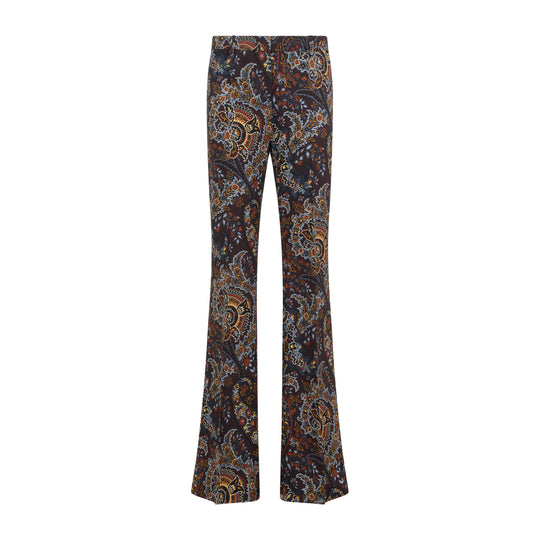 Blue Black Cady Printed Viscose Pants