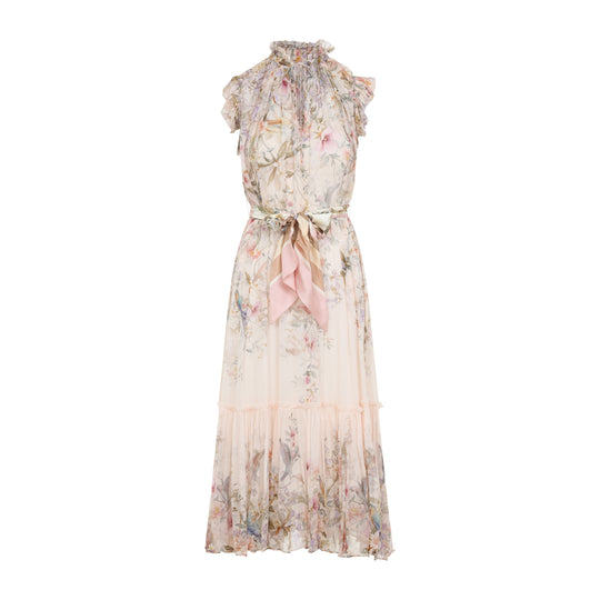 Ivory Rebellion Flutter Viscose Midi Dress