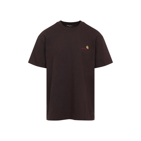 Brown S/S American Script Cotton T-Shirt